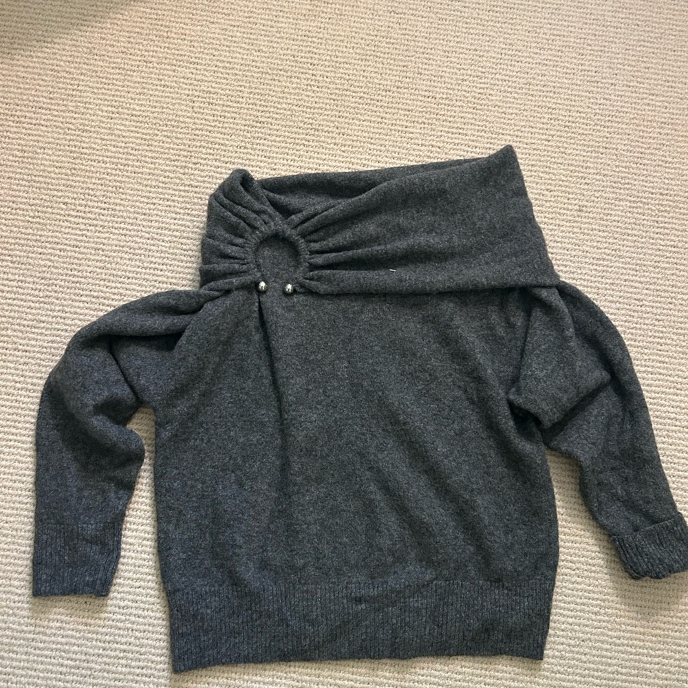 Zara Gray Off-Shoulder Sweater